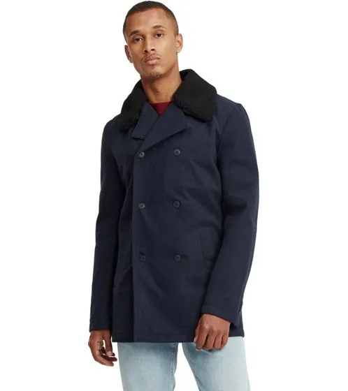 SOLID Herren Business-Parka mit abnehmbarem Teddyfell-Besatz am Kragen Woll-Mantel Regular Fit Pinto 21300325ME